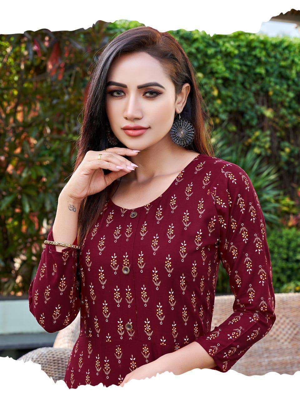 Hirwa Katrina Anarkali Kurti Wholesale Market in surat