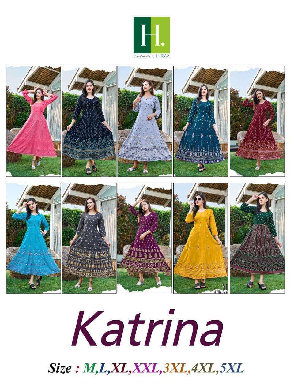 Hirwa Katrina Anarkali Kurti Wholesale Market in surat