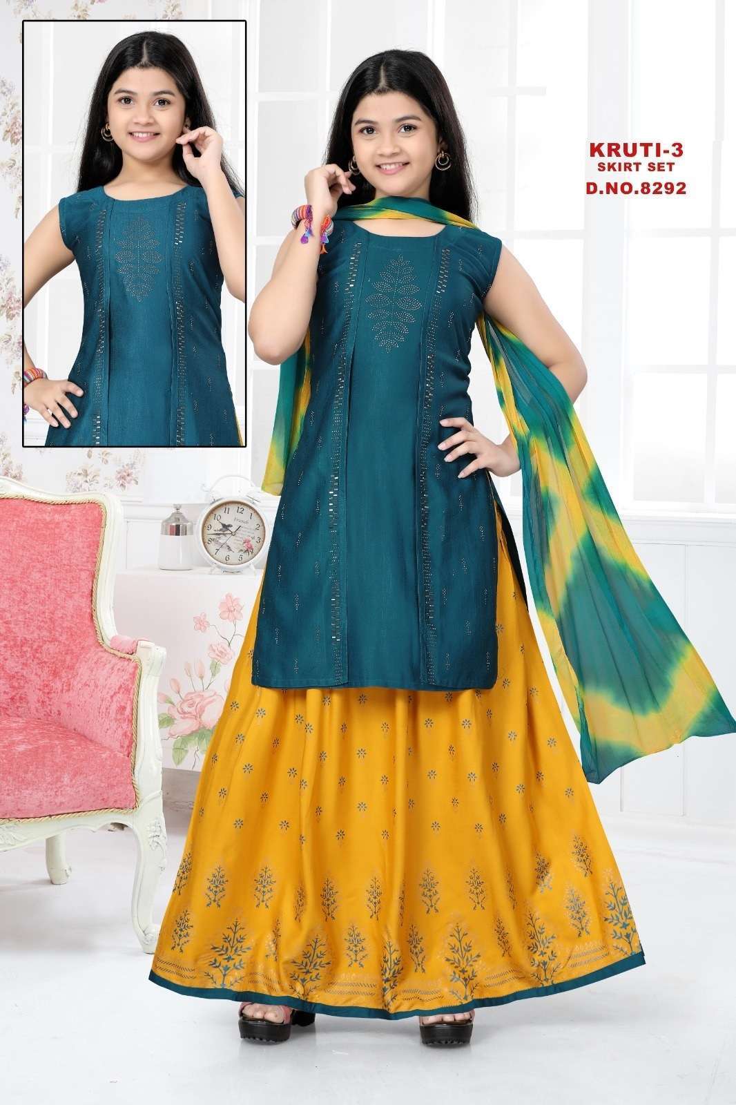 Kruti Vol 3 Kids Wear Kurti Skirt With Dupatta Wholesale manufacture in surat