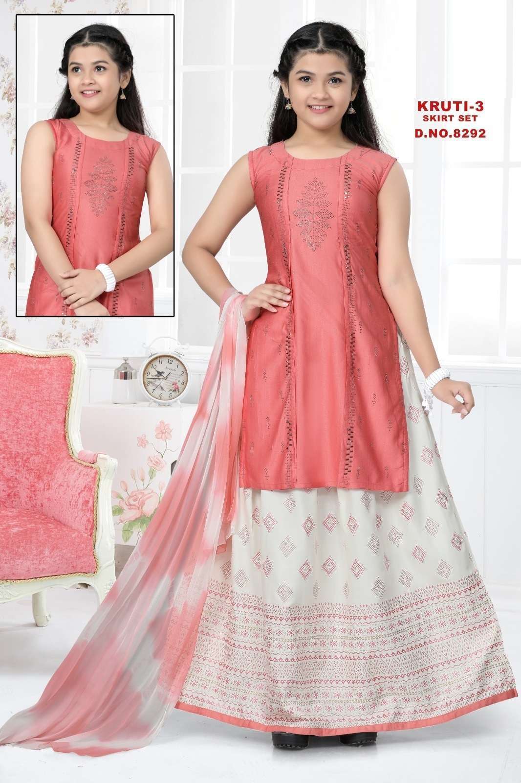 Kruti Vol 3 Kids Wear Kurti Skirt With Dupatta Wholesale manufacture in surat