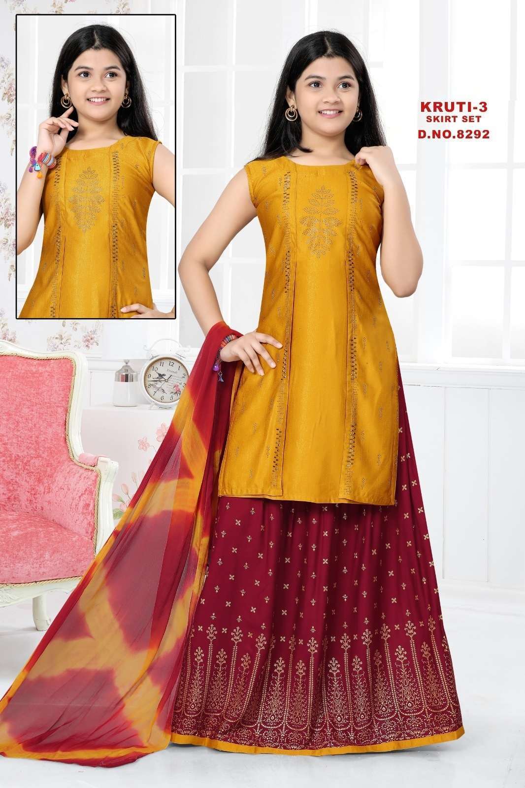 Kruti Vol 3 Kids Wear Kurti Skirt With Dupatta Wholesale manufacture in surat