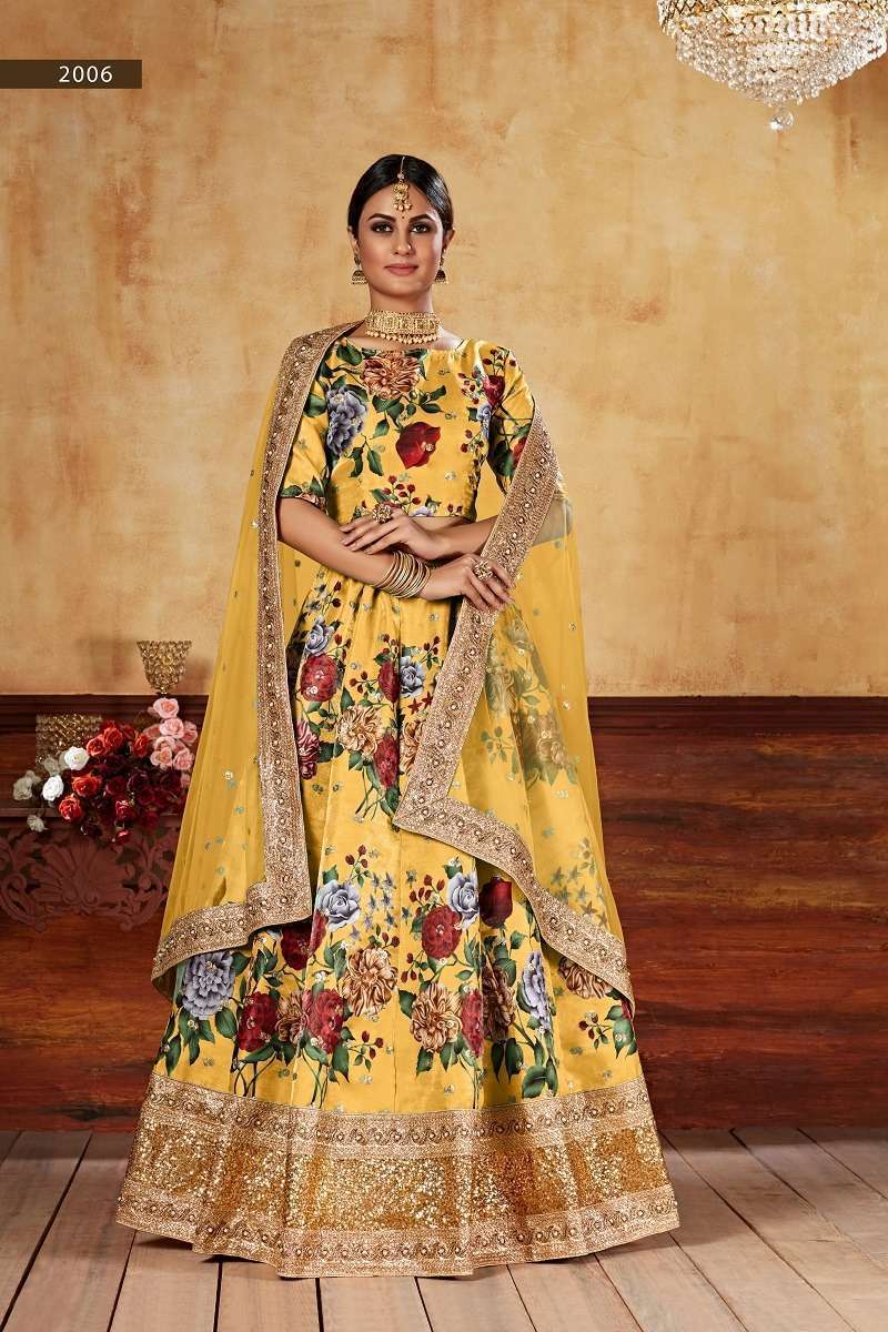 Lishvaa Vol-1 Yellow Wedding Season Special Flower Printed Wholesale manufacture in india