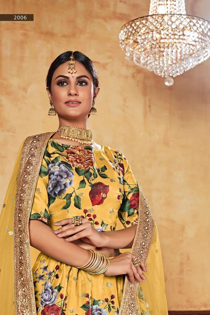 Lishvaa Vol-1 Yellow Wedding Season Special Flower Printed Wholesale manufacture in india