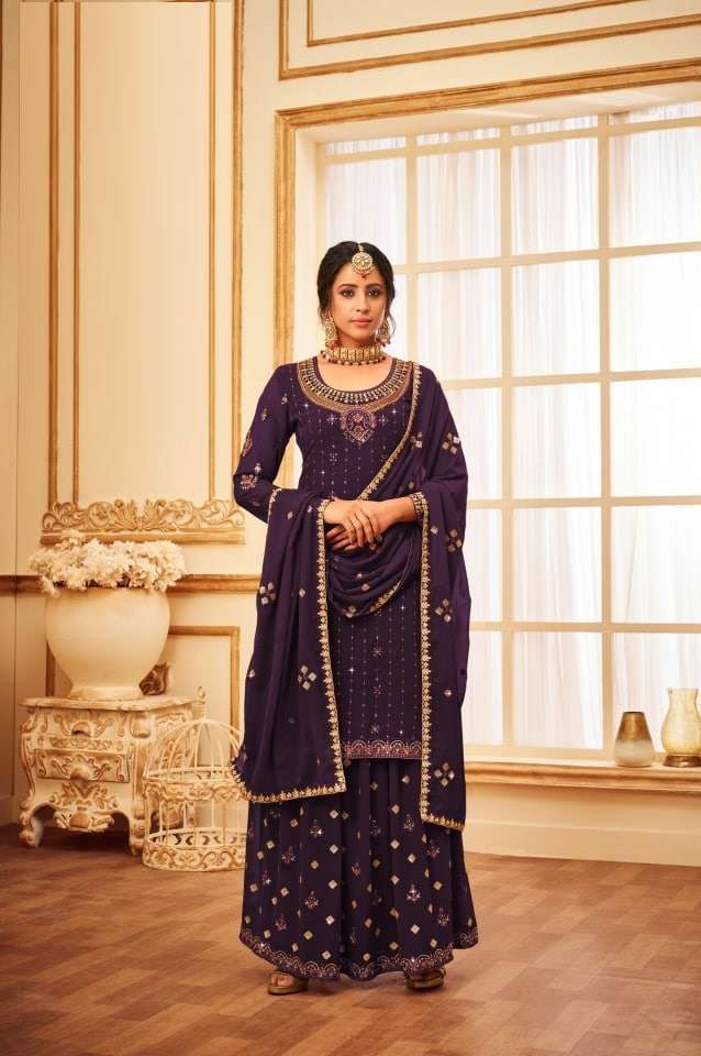Master 864 Faux Georgette Embroidery Salwar Suits Designer Salwar Kameez collection in india