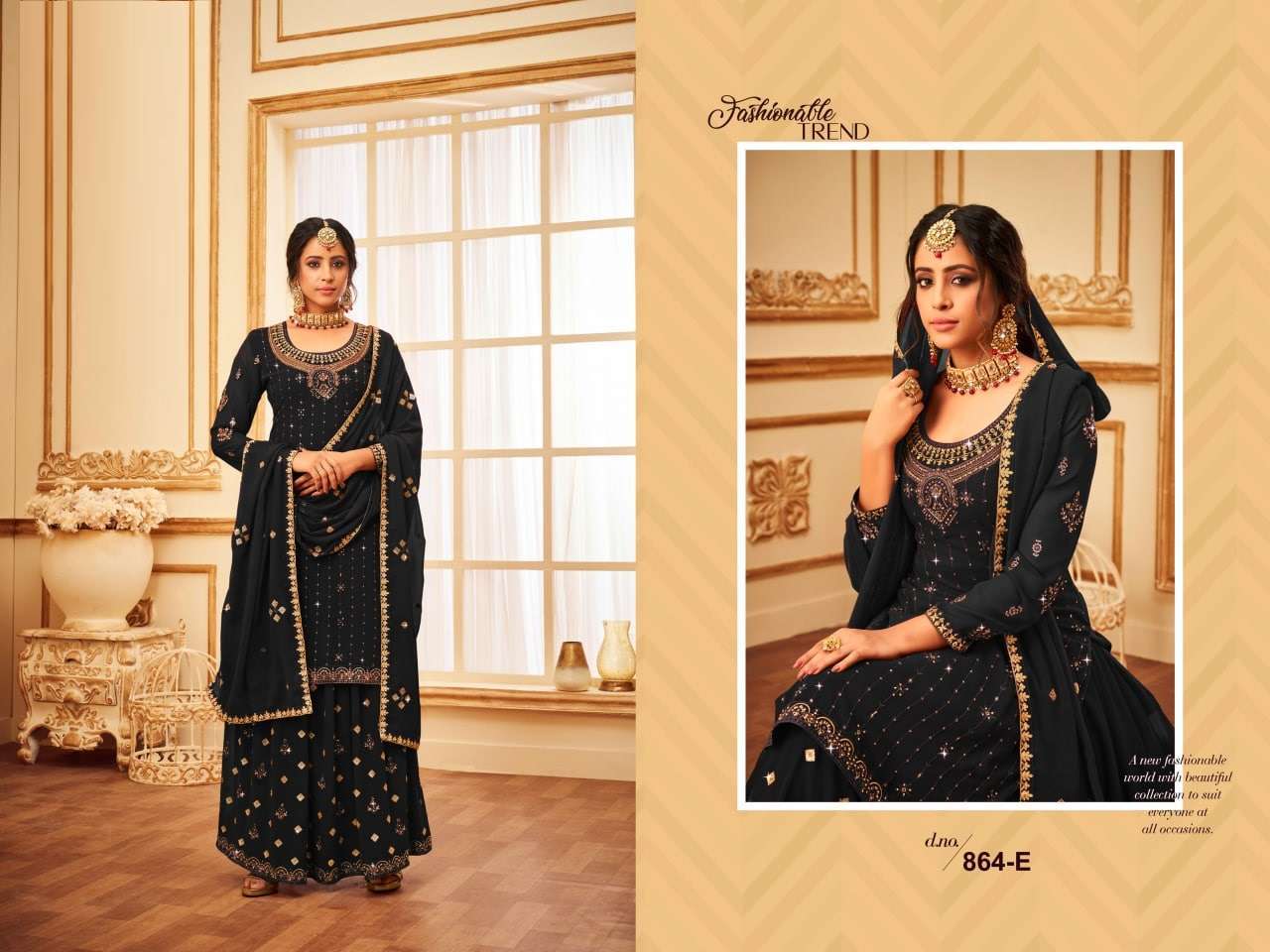 Master 864 Faux Georgette Embroidery Salwar Suits Designer Salwar Kameez collection in india