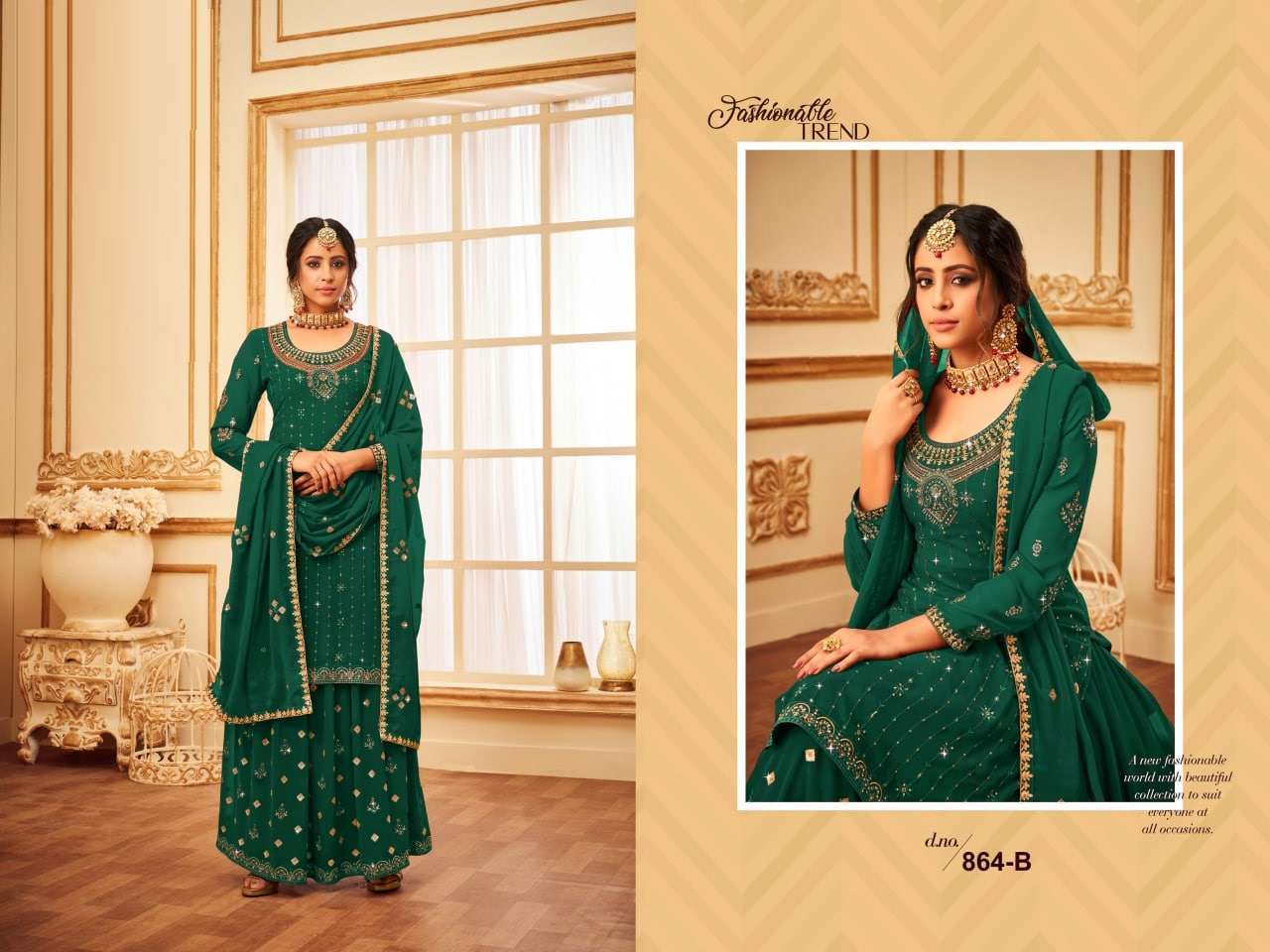 Master 864 Faux Georgette Embroidery Salwar Suits Designer Salwar Kameez collection in india