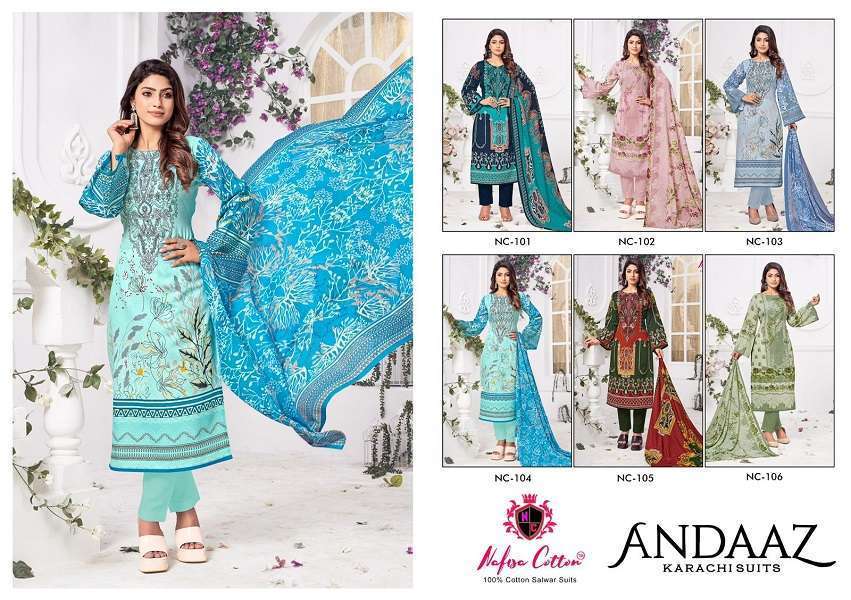 Nafisa Andaaz Karachi Cotton Dress Material Wholesale collection in india