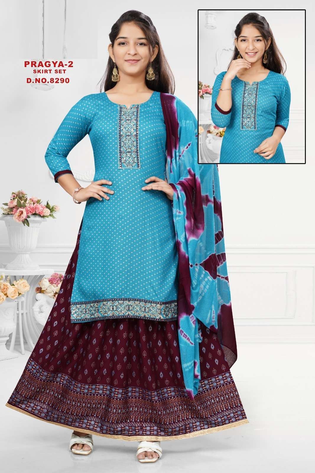 Pragya 2 Skirt Set With Dupatta Bulk Kurti  collection in india