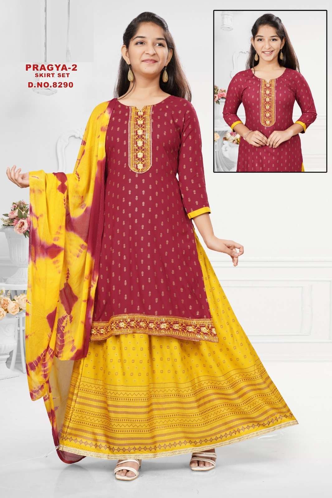 Pragya 2 Skirt Set With Dupatta Bulk Kurti  collection in india