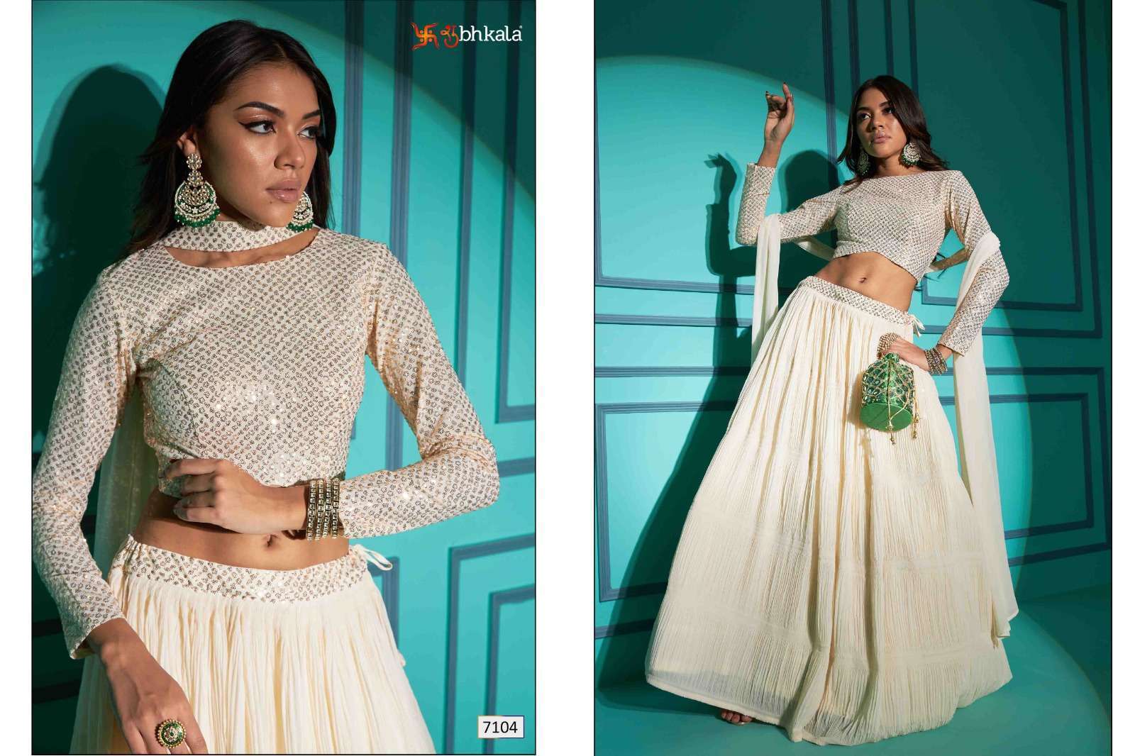 Shubhkala Vol. 7104 Regular & Plus Size Semi-Stitched Lehenga Choli  Wholesale collection in india