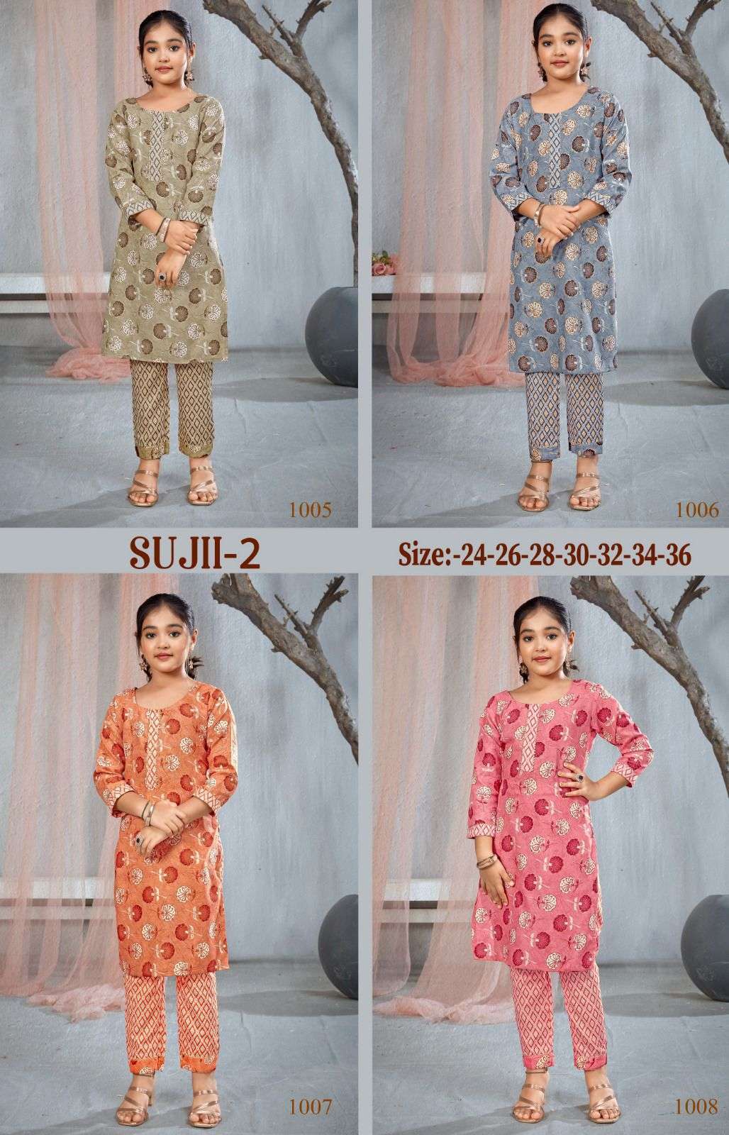 Sujii 2 Rayon Cotton Kids Kurti Pant Wholesale collection in india