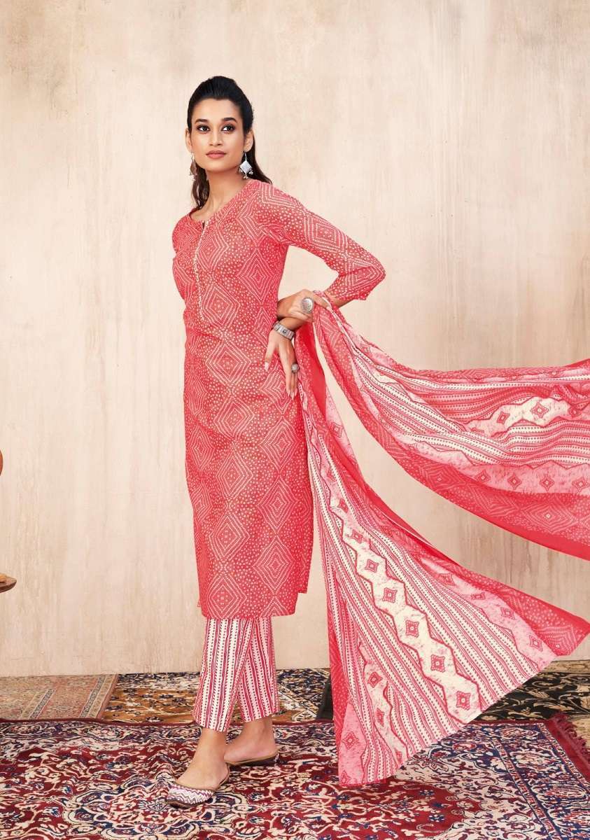Suryajyoti Bandhani Lehriya Vol-4 Readymade Kurti Pant With Dupatta Wholesale collection in india