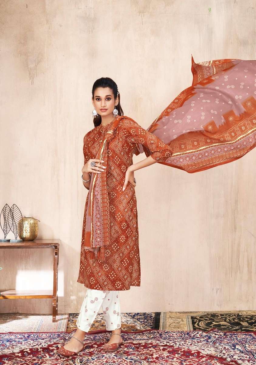 Suryajyoti Bandhani Lehriya Vol-4 Readymade Kurti Pant With Dupatta Wholesale collection in india