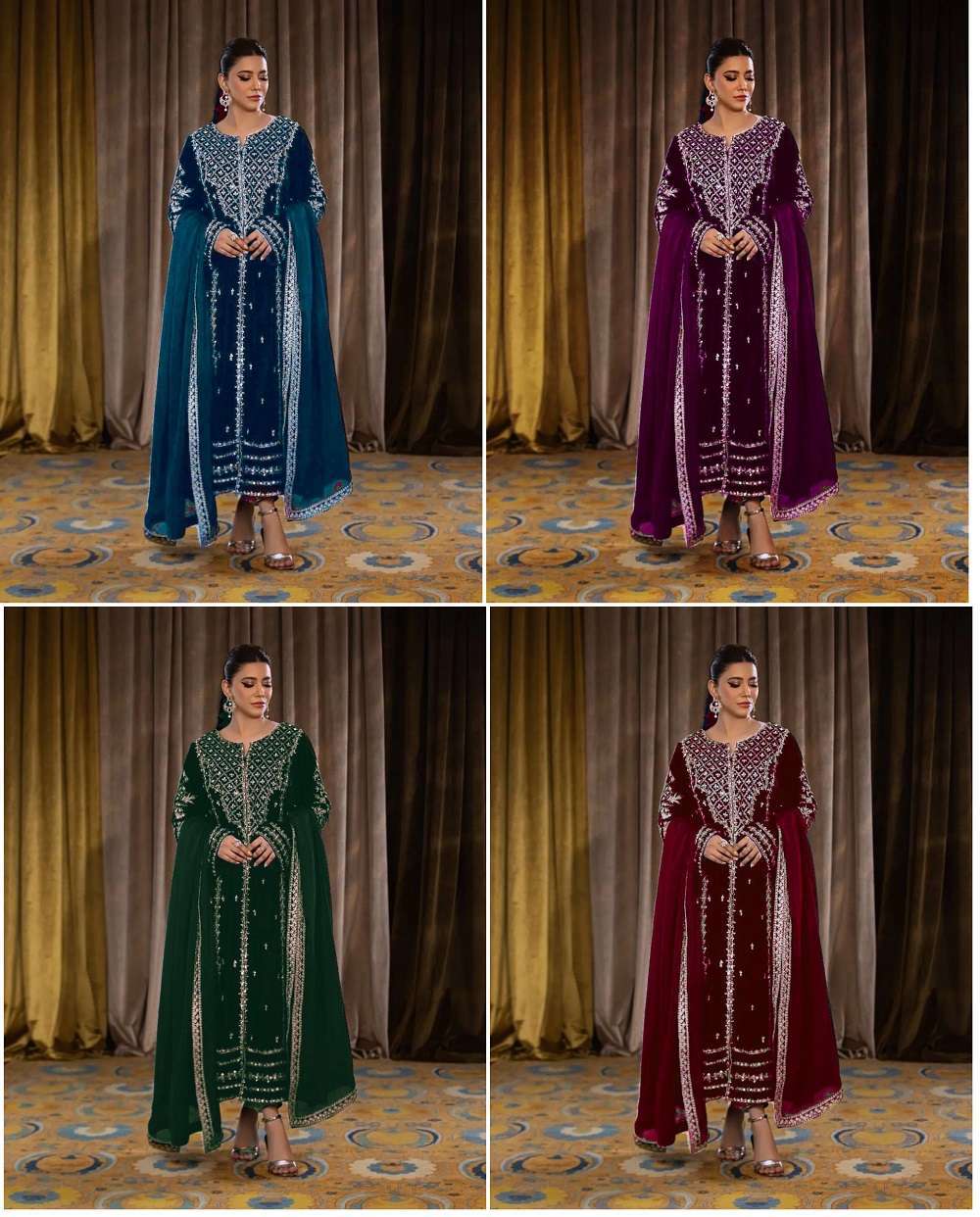 1151 Colors Heavy Velvet Sequence Embroidery Salwar Suits wholesale prices