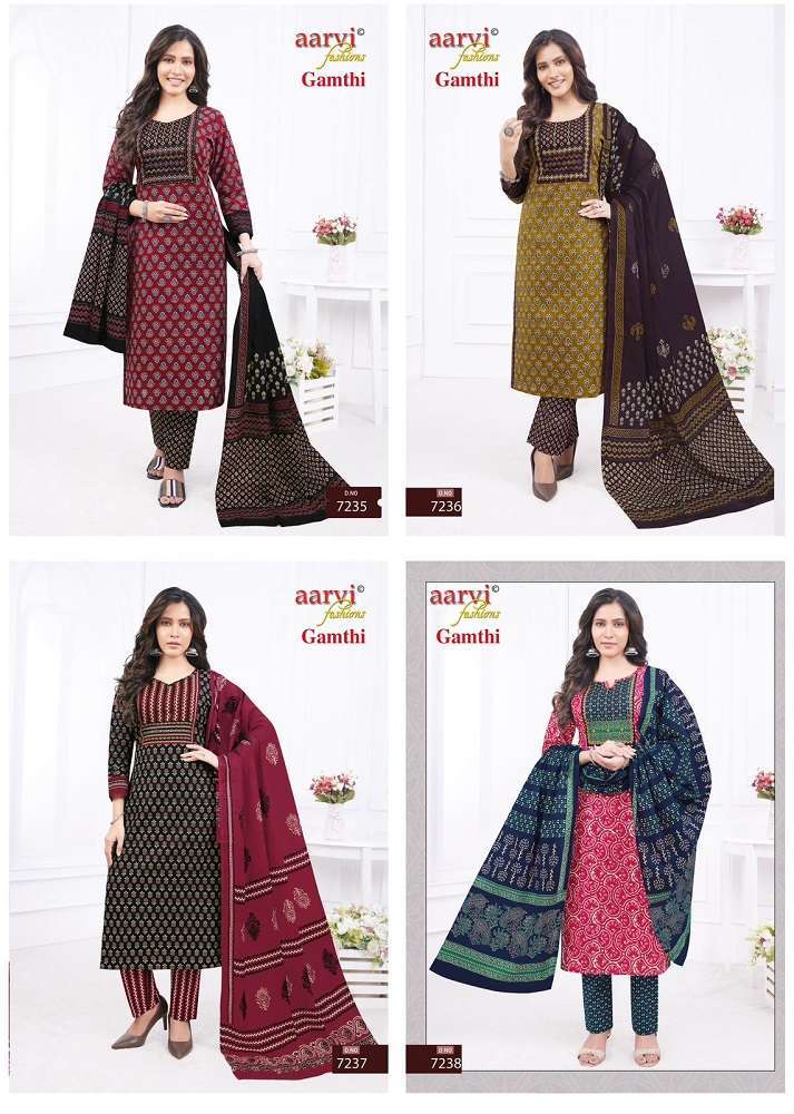 Aarvi Gamthi Vol-3 -Kurti Pant With Dupatta Manufacturer in Chennai