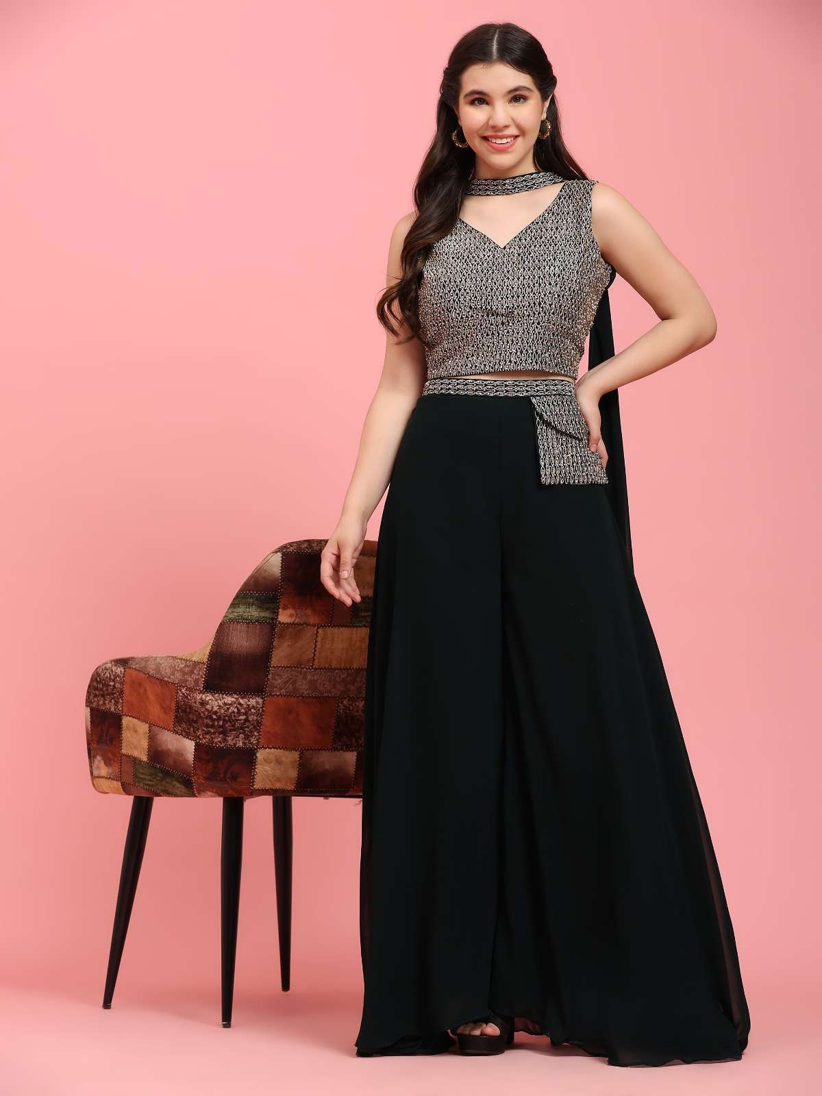 Amoha Trendz Krc321 Fancy Designer Crop Top Kurti  Printed Kurti With Dupatta