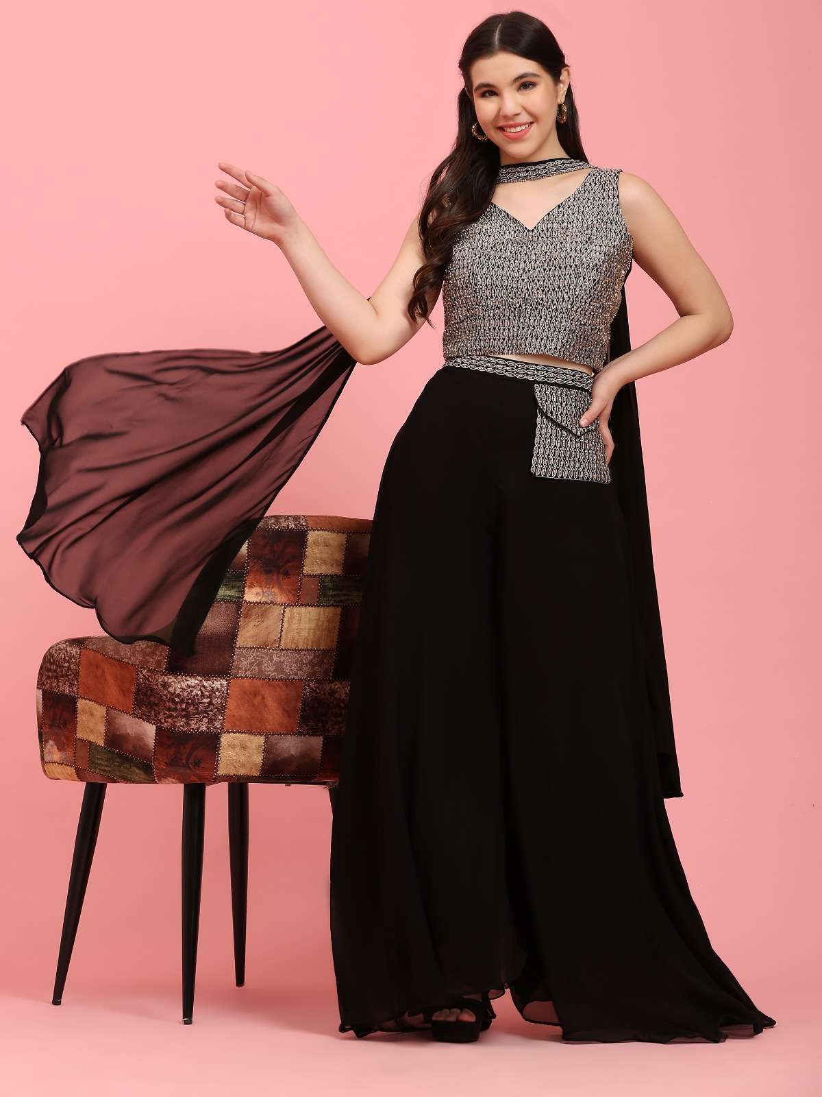 Amoha Trendz Krc321 Fancy Designer Crop Top Kurti  Printed Kurti With Dupatta
