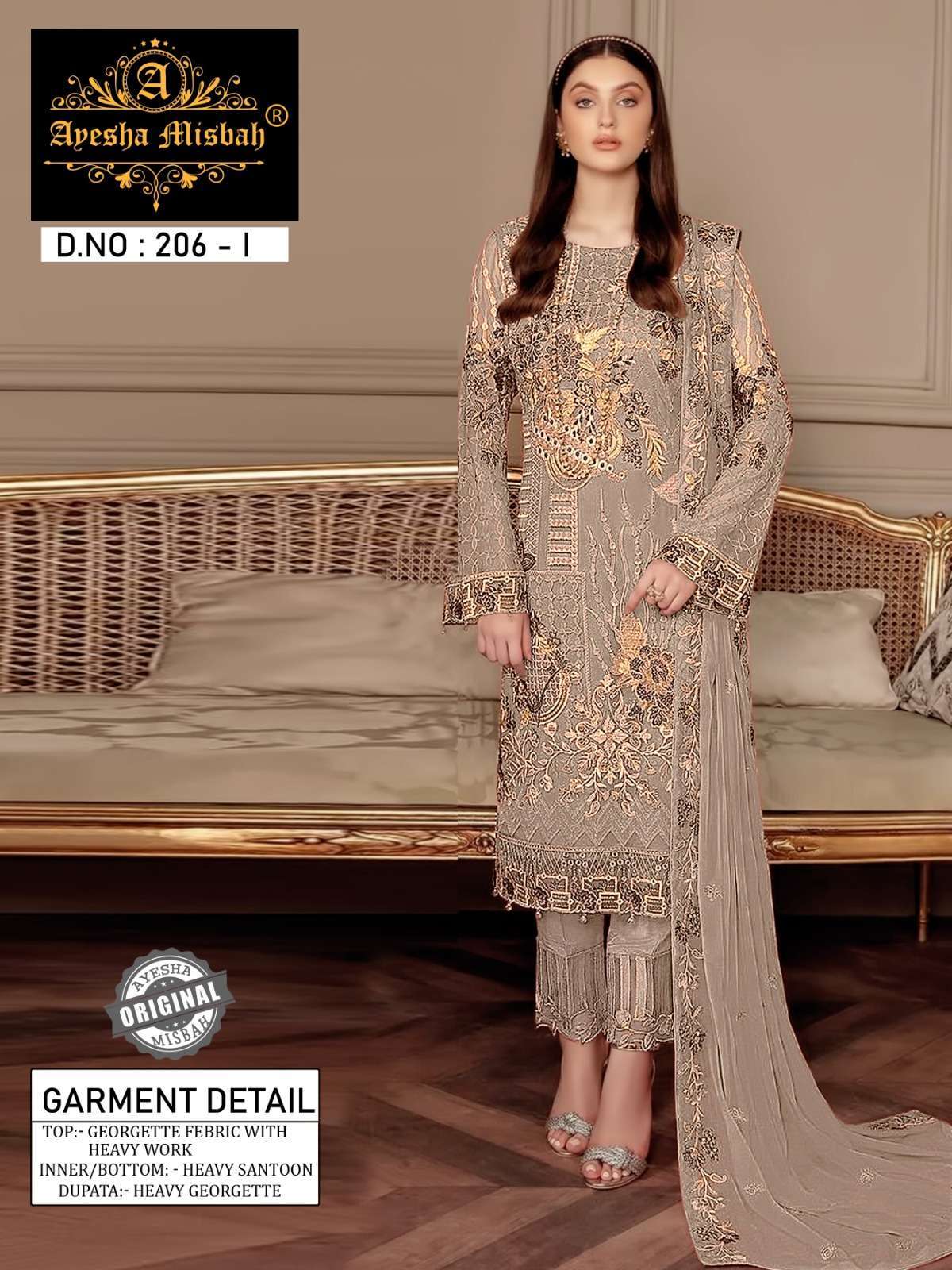 Ayesha Misbah 206 Pakistani Suit Wholesale Party Wear Salwar Suits