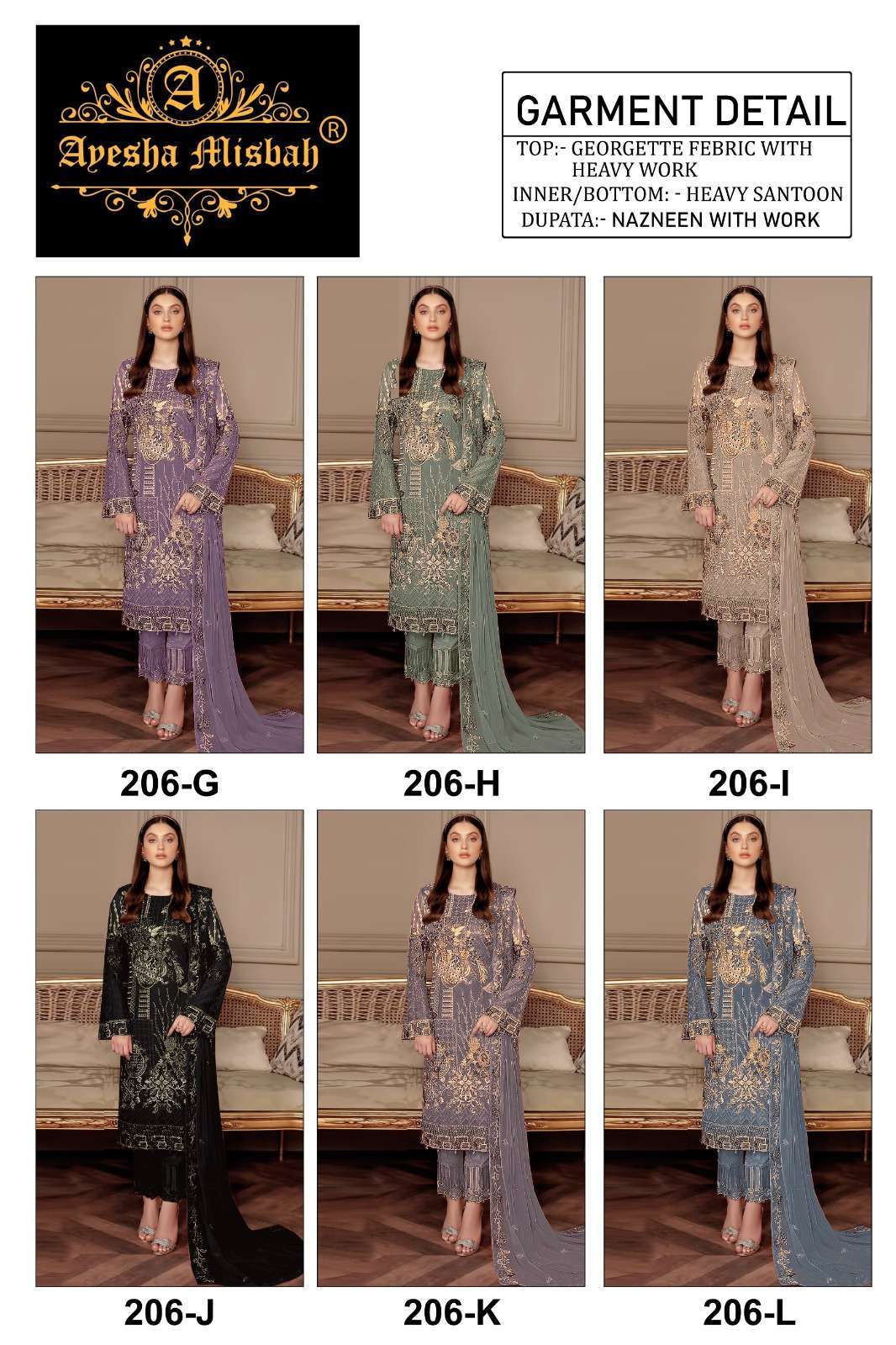 Ayesha Misbah 206 Pakistani Suit Wholesale Party Wear Salwar Suits