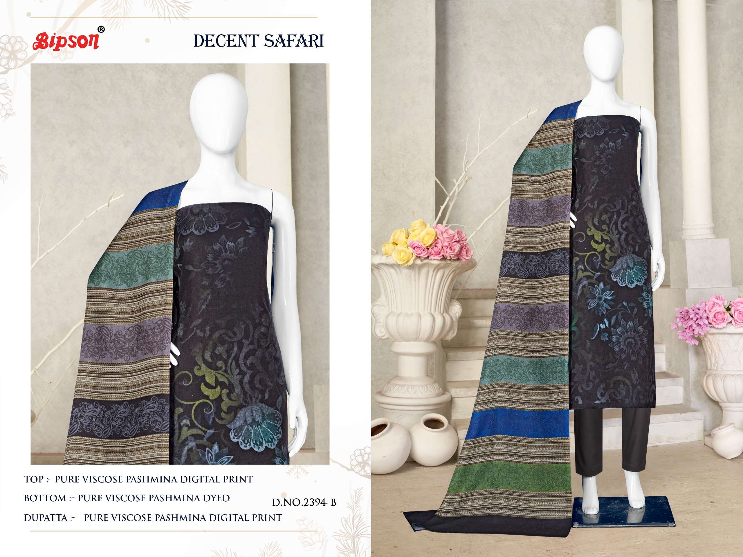 Bipson Decent Safari 2394 Viscose Digital Printed Dress Material Stylish Churidar Dresses