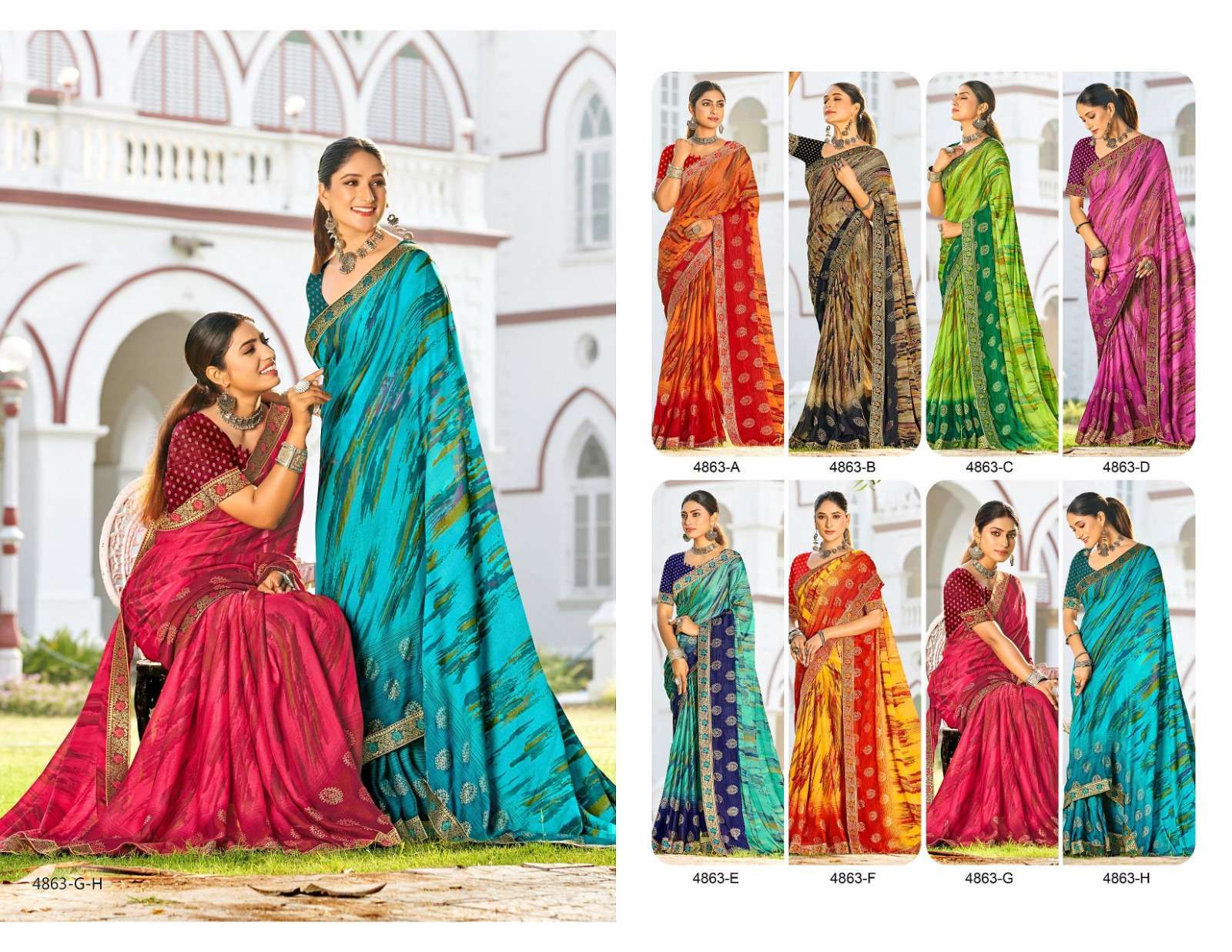 Blue Stone By Inder Silk Moss Chiffon Saree Printed Saree for Women