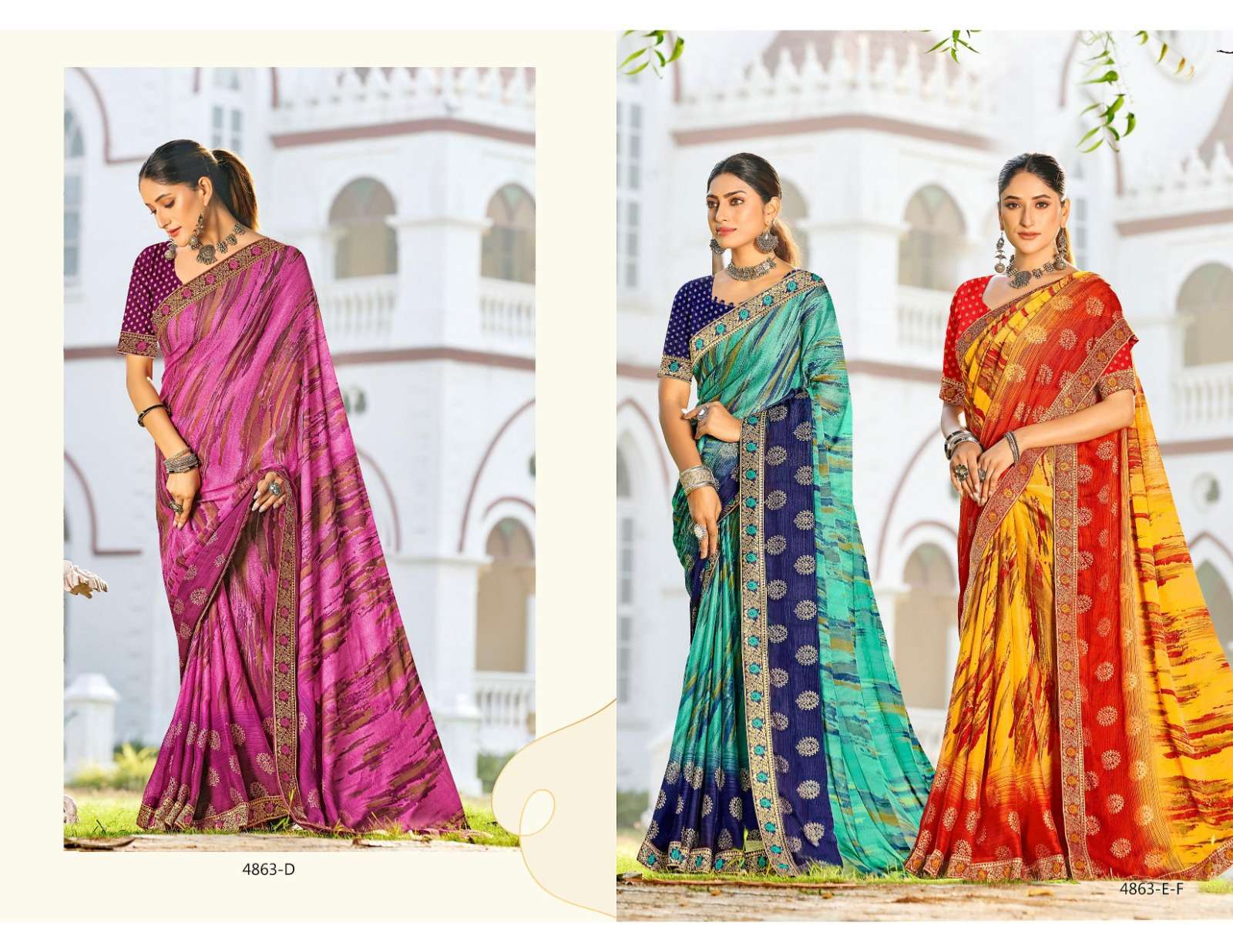 Blue Stone By Inder Silk Moss Chiffon Saree Printed Saree for Women