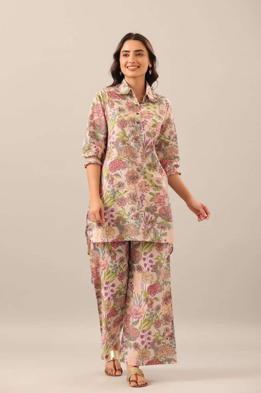 Cod 73 Cotton Blend Printed Co Ord Set Top And Plazoo Kurti Kurti wholesale dealers