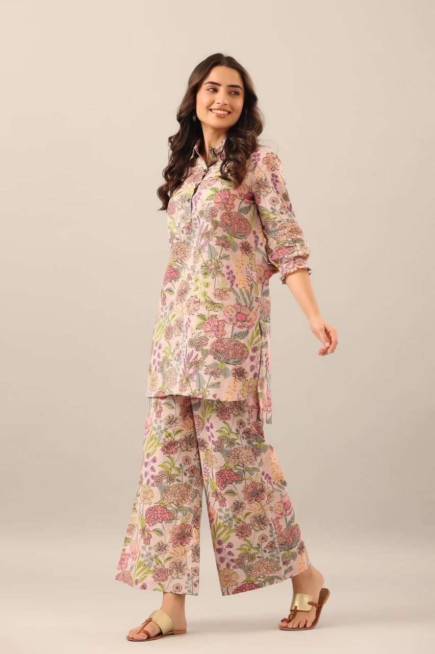 Cod 73 Cotton Blend Printed Co Ord Set Top And Plazoo Kurti Kurti wholesale dealers