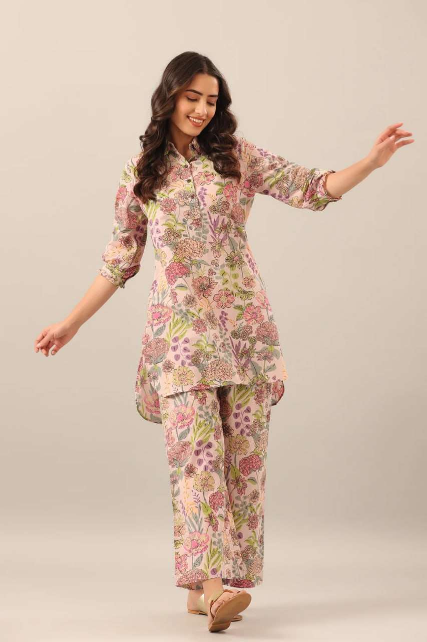 Cod 73 Cotton Blend Printed Co Ord Set Top And Plazoo Kurti Kurti wholesale dealers