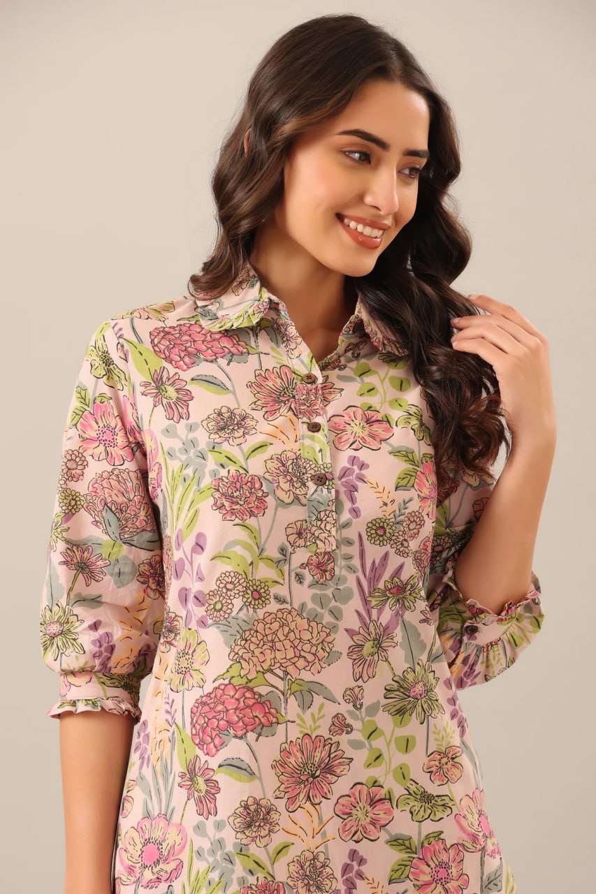 Cod 73 Cotton Blend Printed Co Ord Set Top And Plazoo Kurti Kurti wholesale dealers