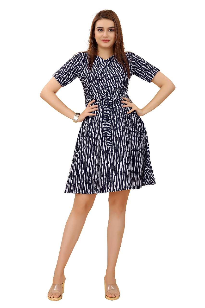 Crepe Western Regular Wear Short Frock Kurti Kapda Thread 