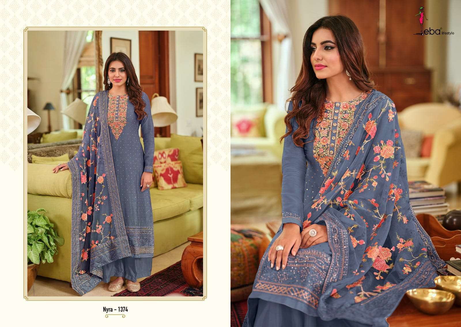 Eba Nyra Vol 3 Silk Embroidery Salwar Kameez Party Wear Salwar Kameez Surat Kapda Thread 