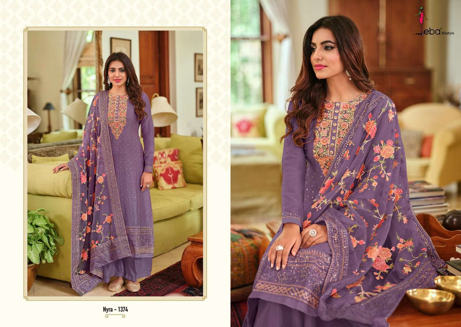 Eba Nyra Vol 3 Silk Embroidery Salwar Kameez Party Wear Salwar Kameez Surat Kapda Thread 