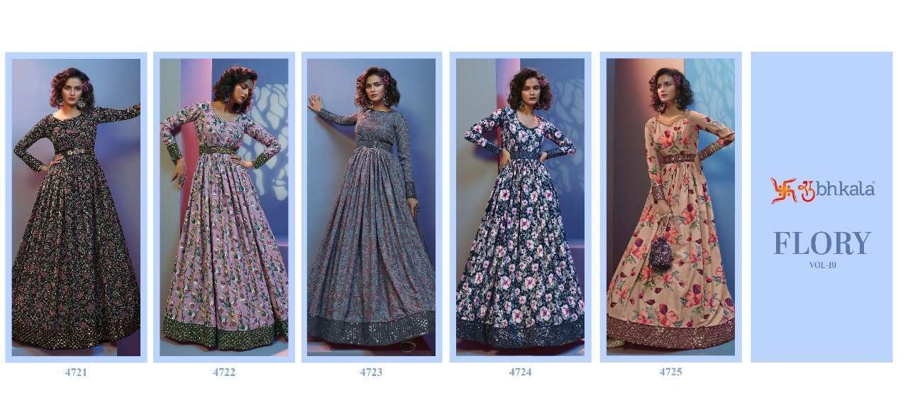 FLORY VOL. 19 Printed Long Anarkali Gown Kurti Ladies Kurti Designs Wholesale India