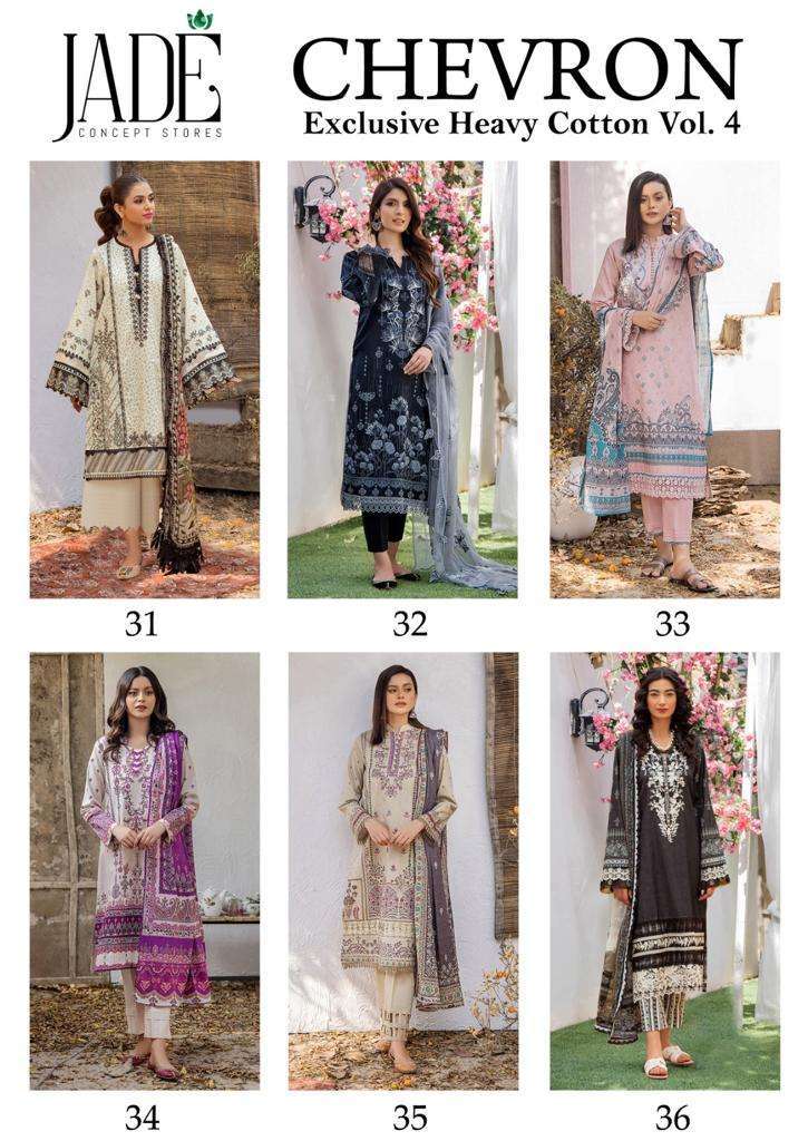 Jade Chevron Vol 4 Exclusive Heavy Cotton Dress Material Kapda Thread