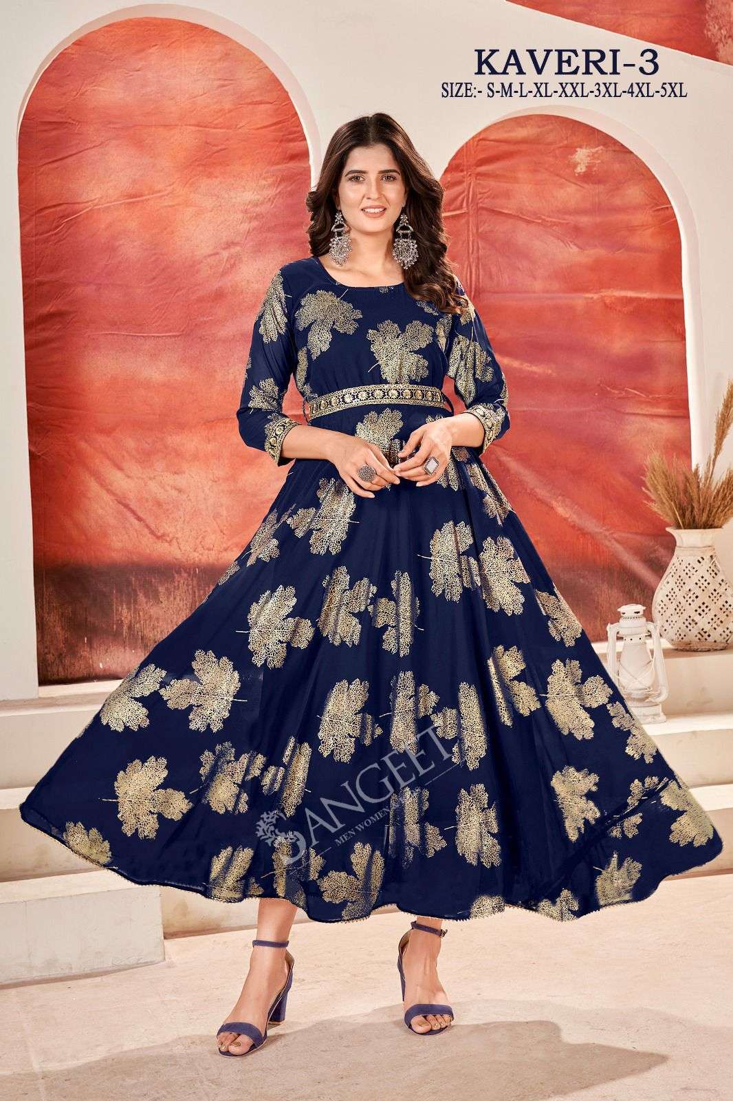KAVERI 3 FAUX GEORGETTE FOIL GOLD PRINT Kurti Kapda Thread