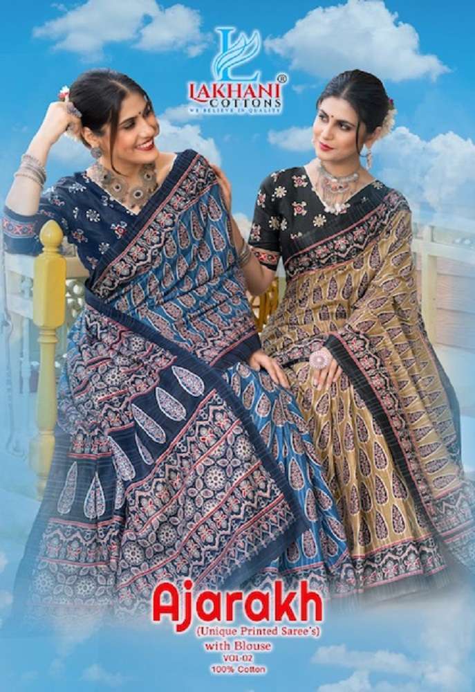 Lakhani Ajarakh Vol-2 – Cotton Saree Wholesale Saree Manufacturers Surat