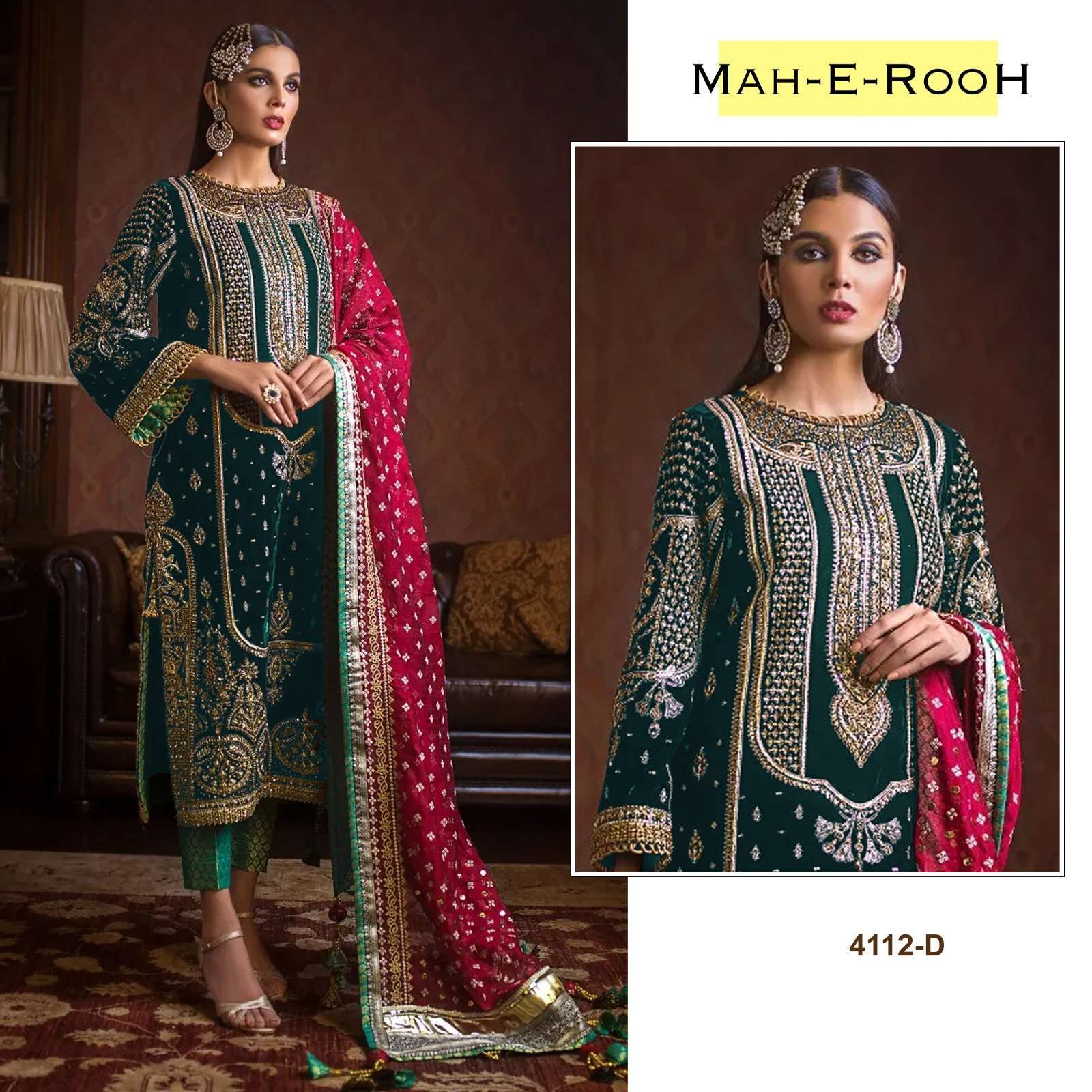 Mah E Rooh 4112 Velvet Pakistani Suit Salwar Kameez Shops India