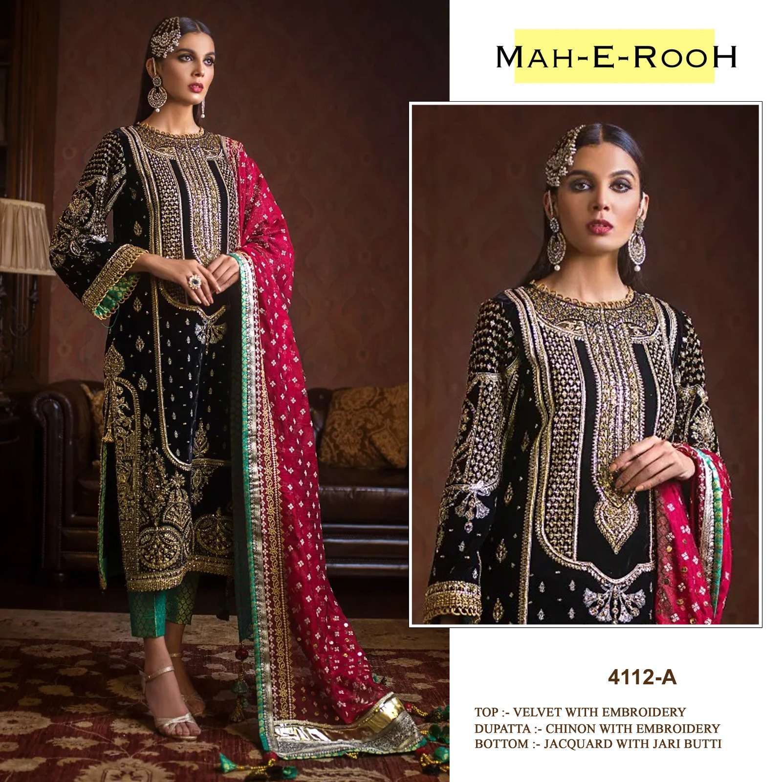 Mah E Rooh 4112 Velvet Pakistani Suit Salwar Kameez Shops India