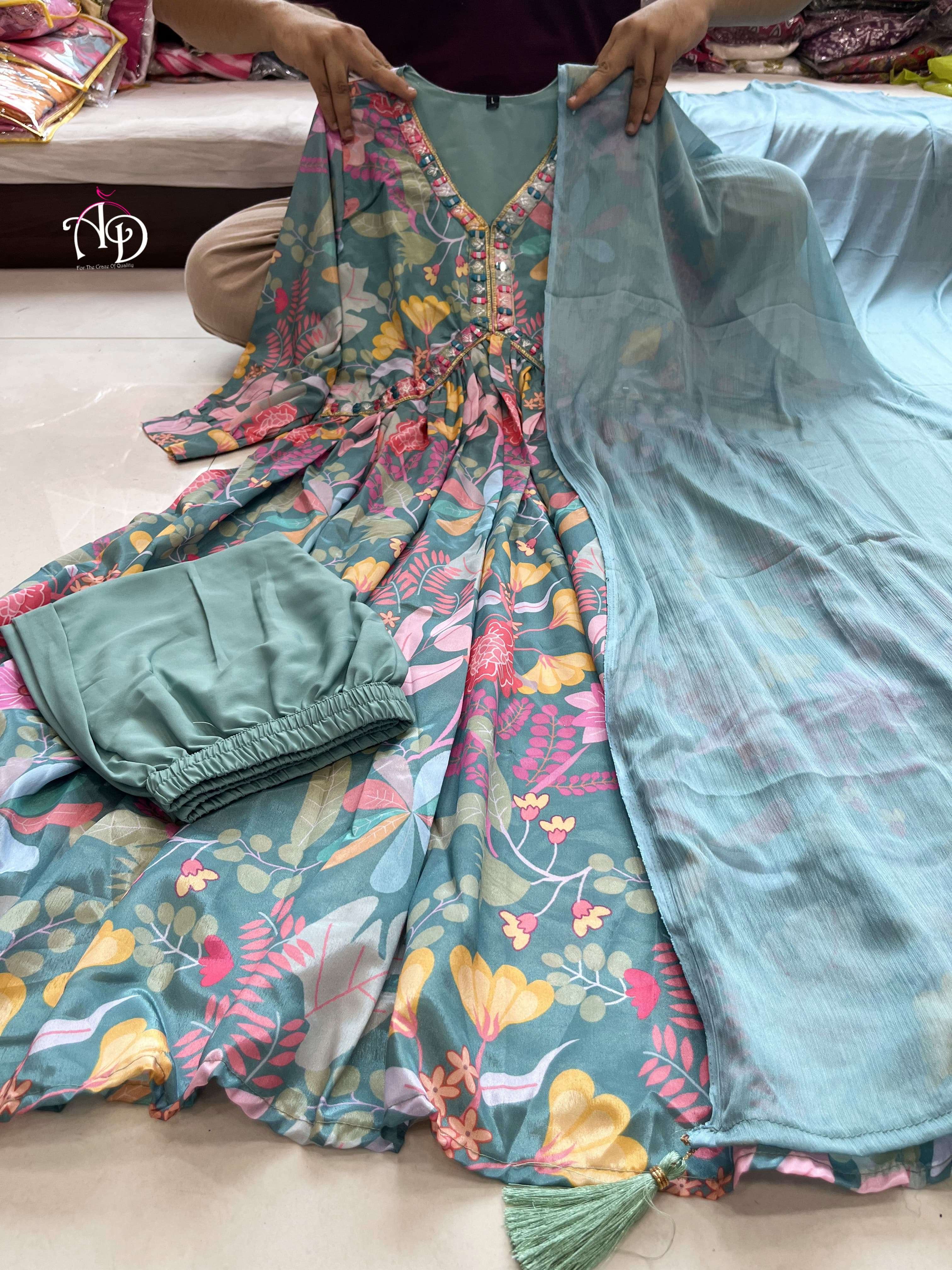 Mehera Green Chinnon Alia Cut Kurti Kurti wholesale market