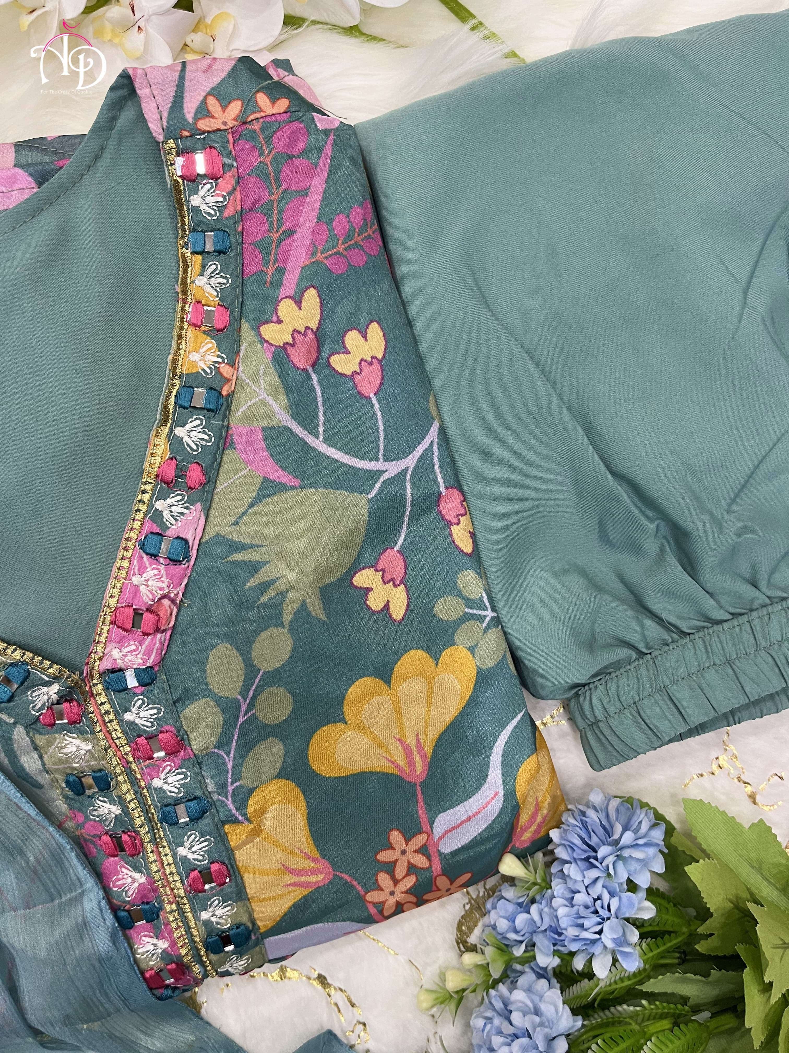 Mehera Green Chinnon Alia Cut Kurti Kurti wholesale market