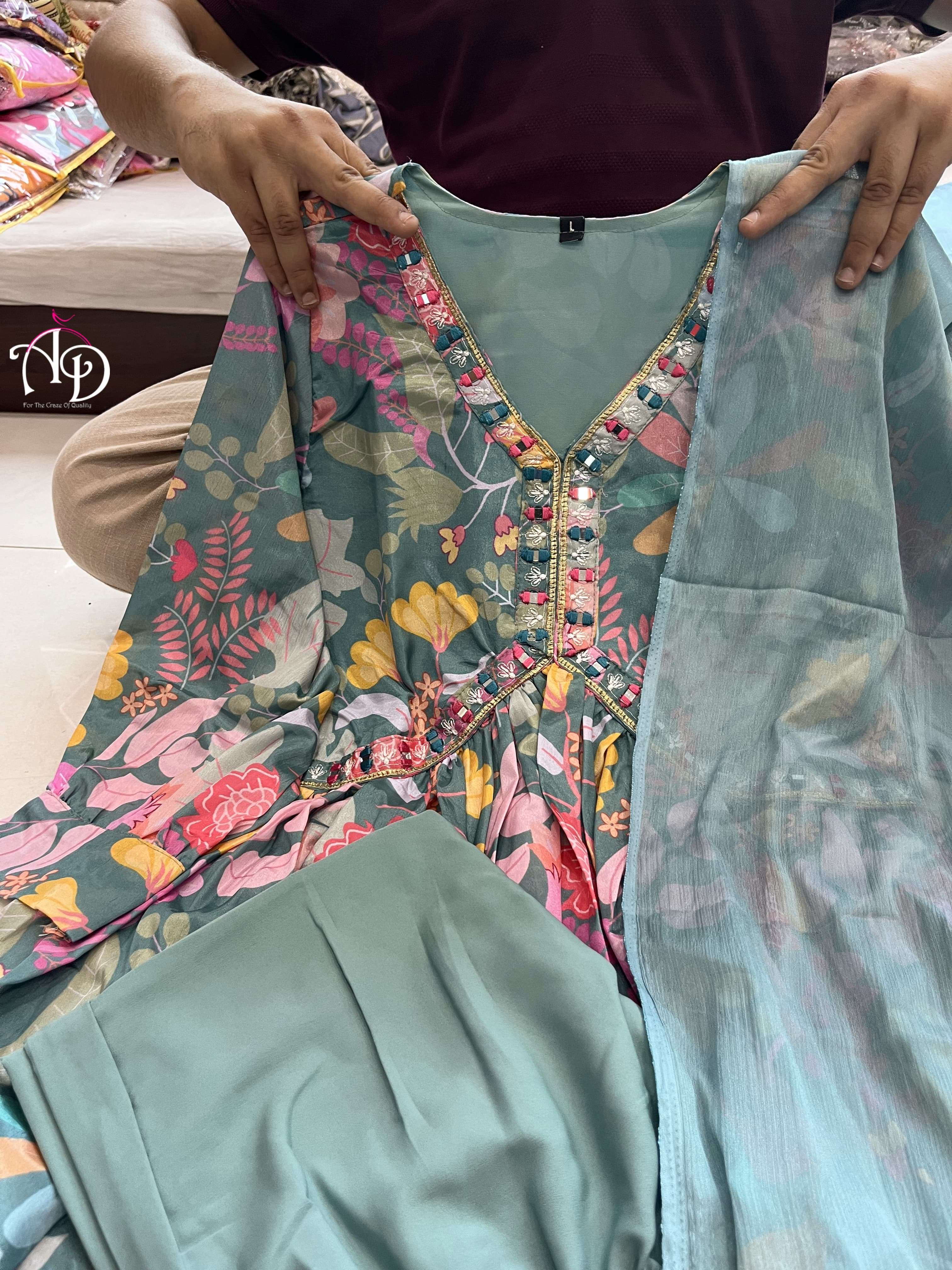 Mehera Green Chinnon Alia Cut Kurti Kurti wholesale market