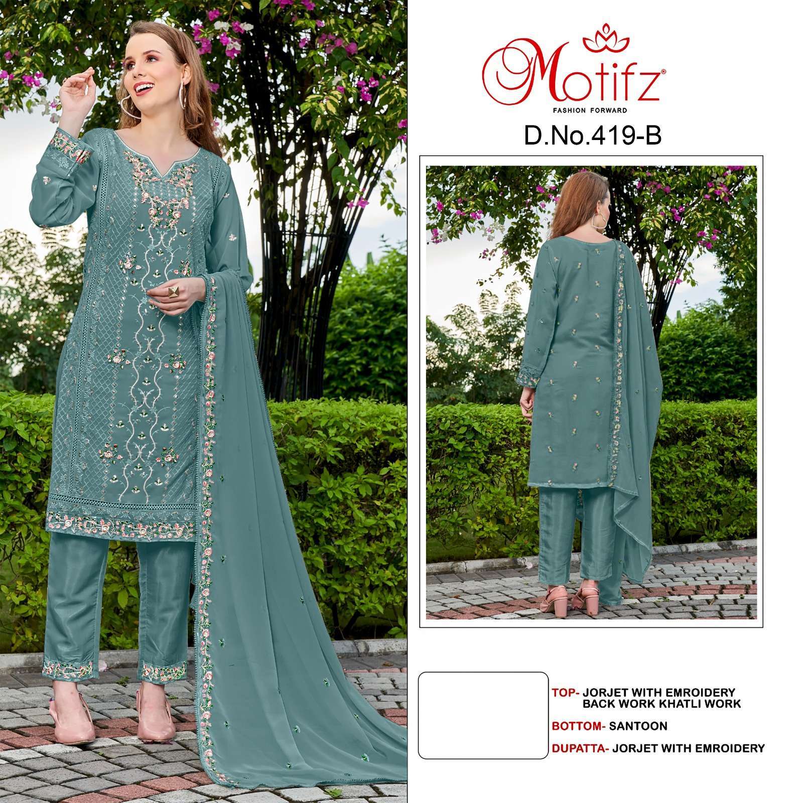 Motifz 419 A To D Georgette Pakistani Salwar Kameez Pakistani Party Wear Suits