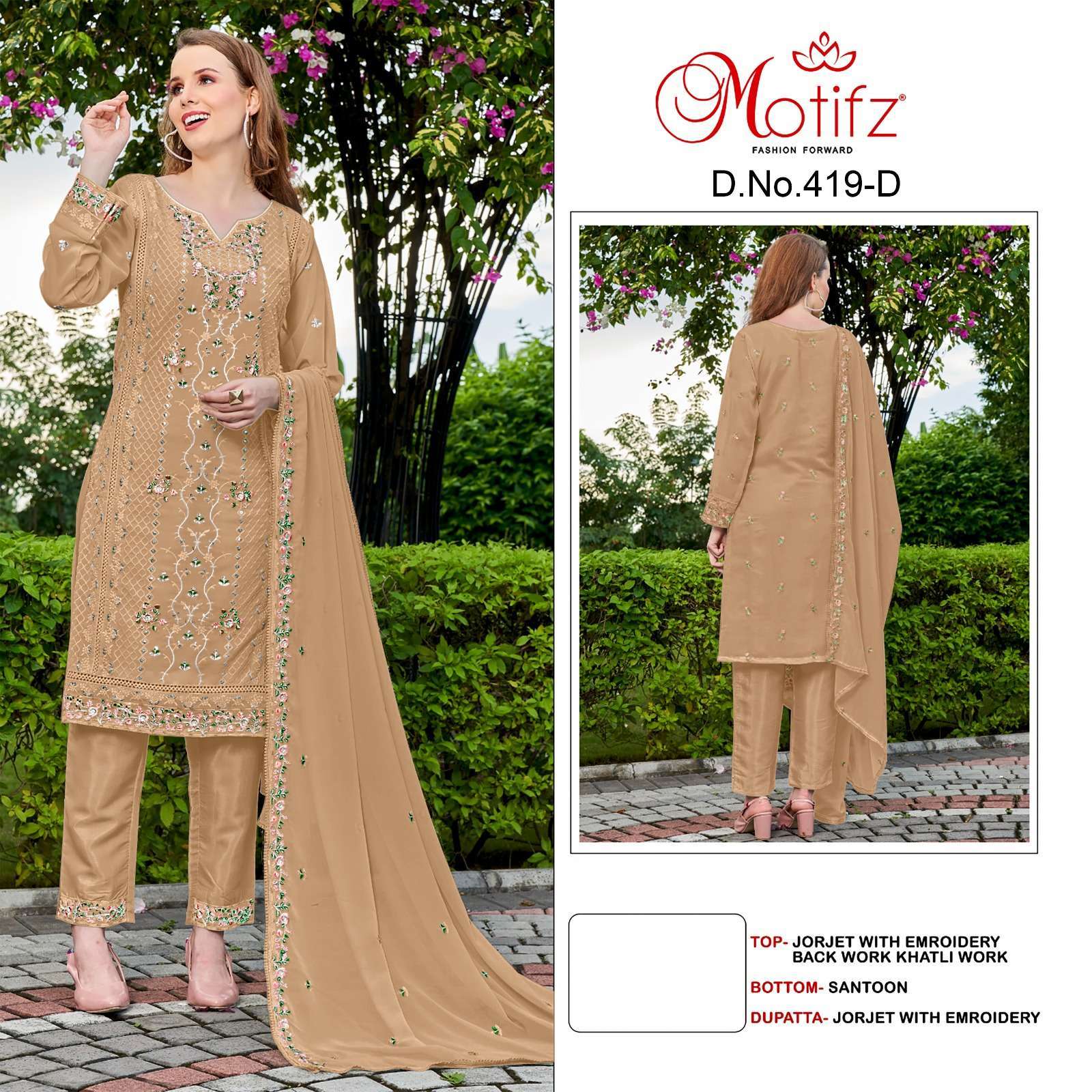 Motifz 419 A To D Georgette Pakistani Salwar Kameez Pakistani Party Wear Suits