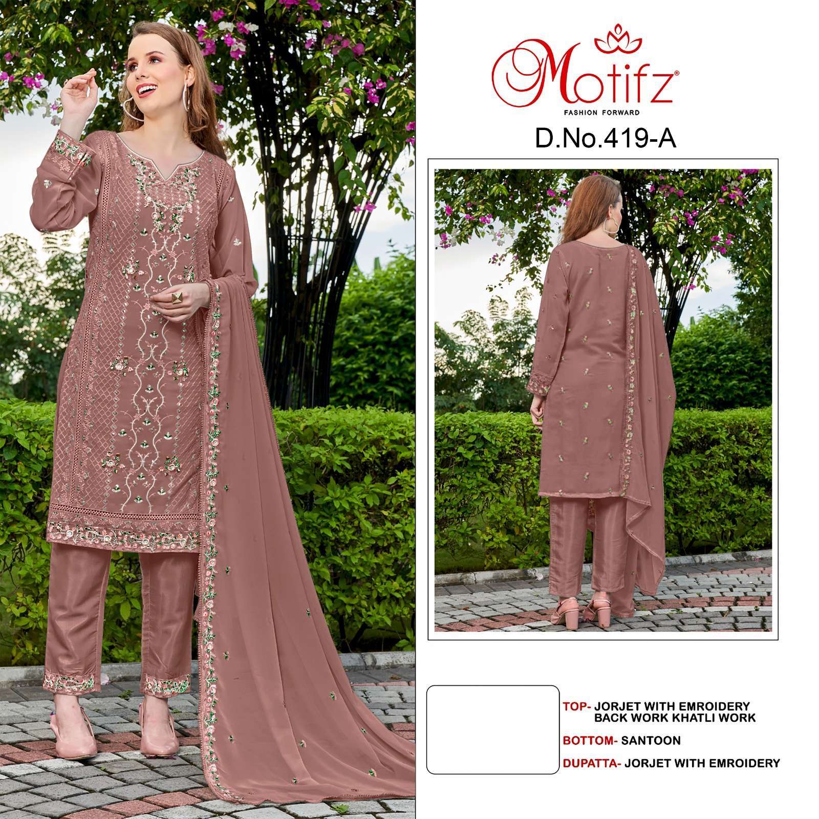 Motifz 419 A To D Georgette Pakistani Salwar Kameez Pakistani Party Wear Suits