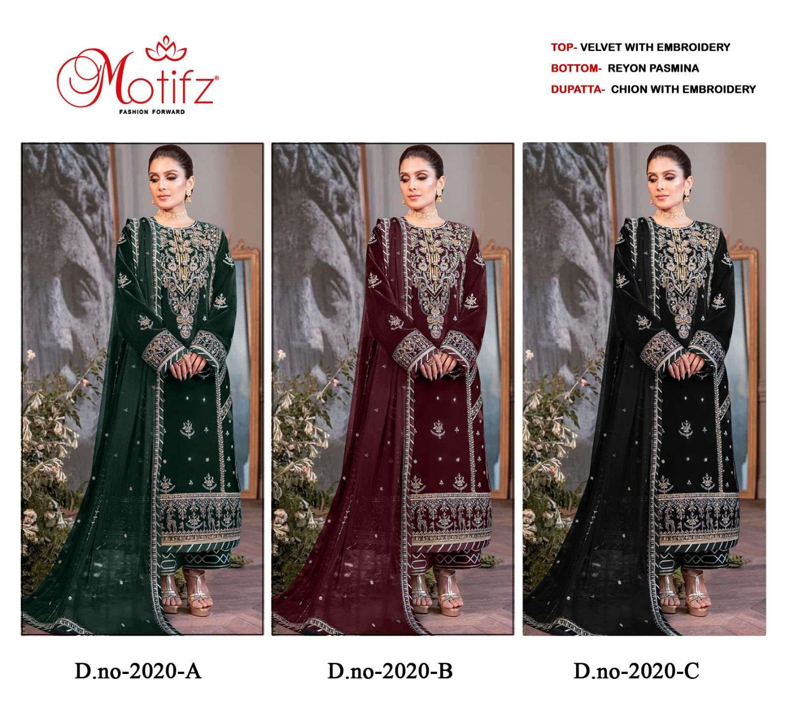 Motifz d-2020 velvet with embroidery Salwar Kameez Salwar Kameez Manufacturer in Gujarat