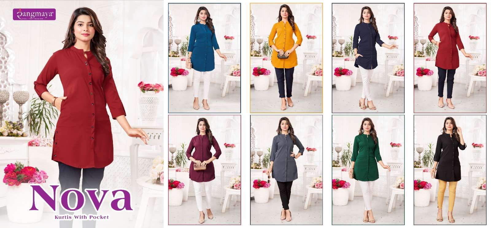 NOVA Short Top with Side Pockets Kurti Printed Kurti With Bottom