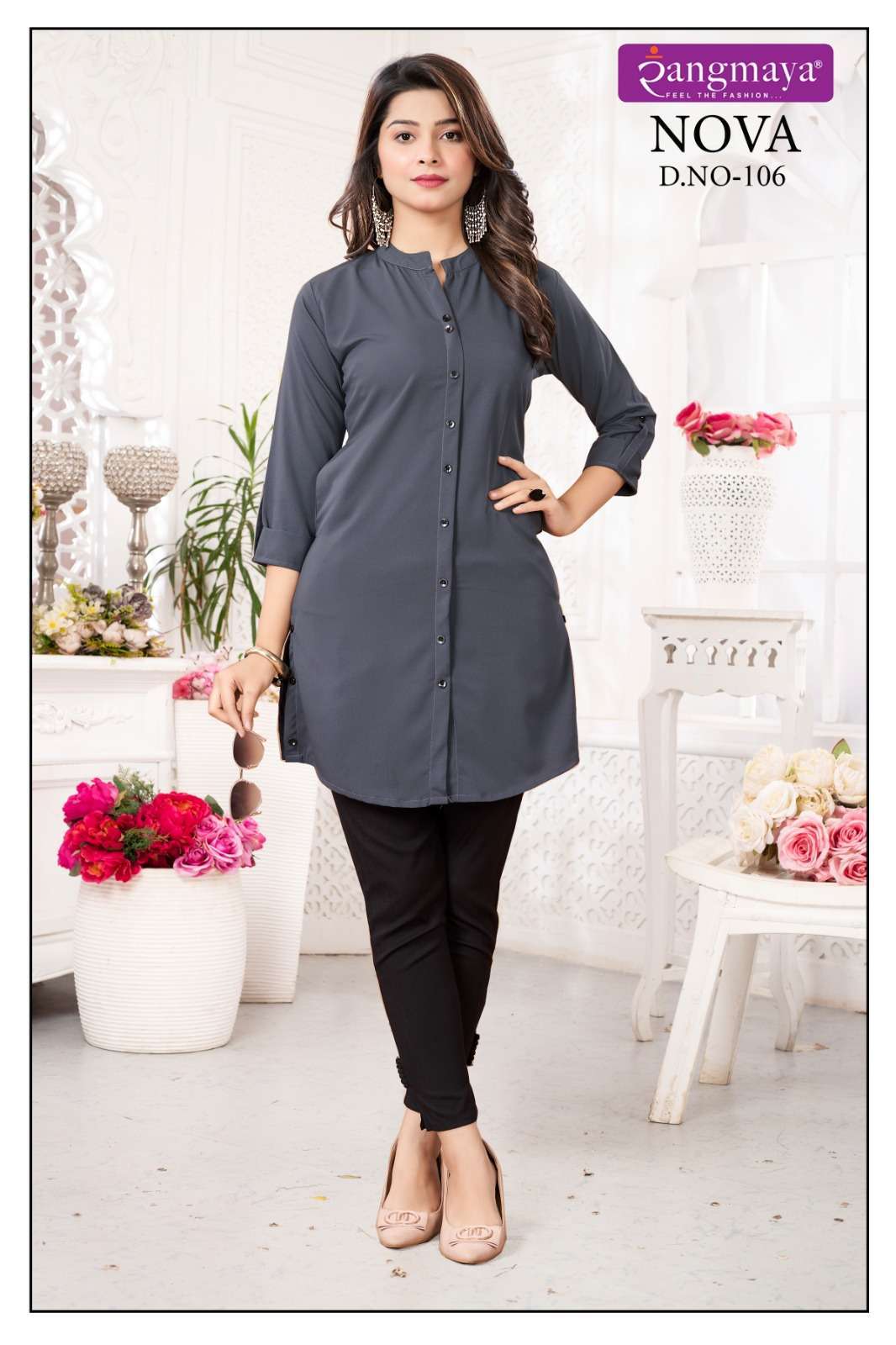 NOVA Short Top with Side Pockets Kurti Printed Kurti With Bottom