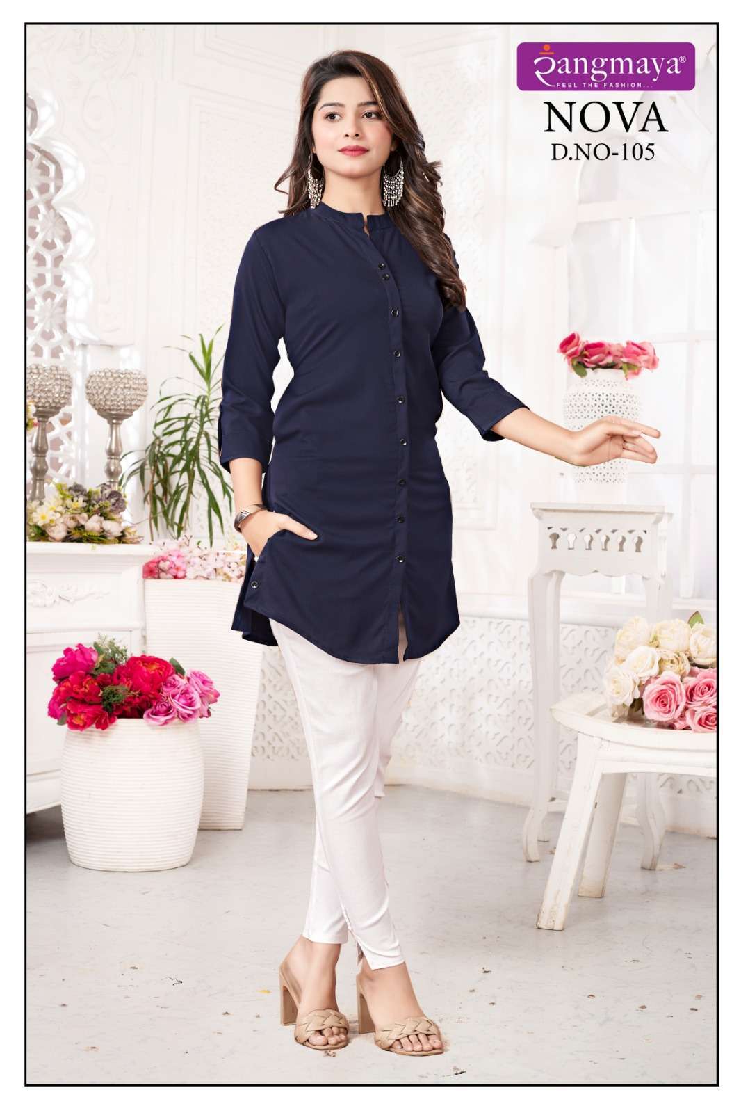 NOVA Short Top with Side Pockets Kurti Printed Kurti With Bottom