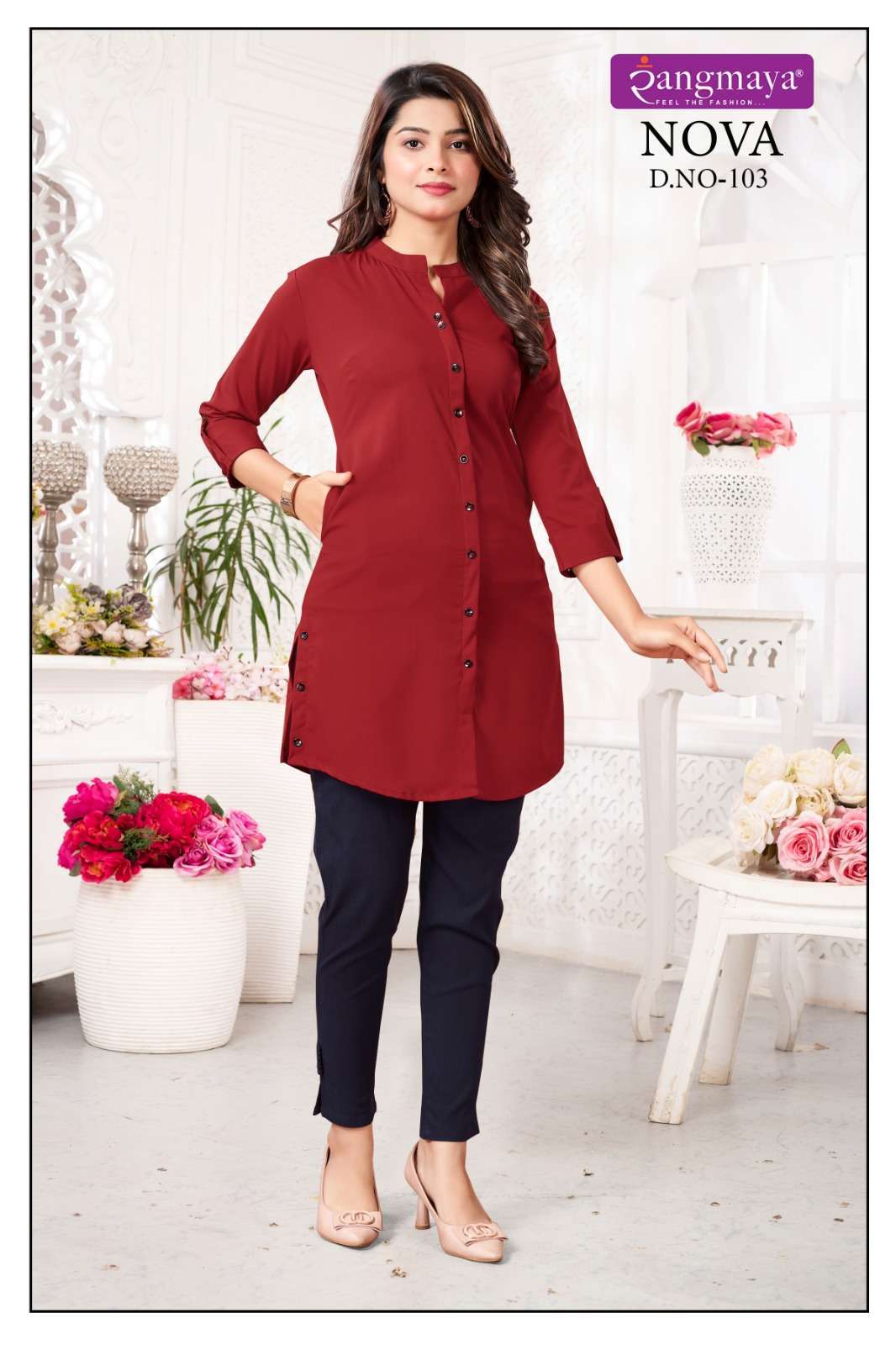 NOVA Short Top with Side Pockets Kurti Printed Kurti With Bottom
